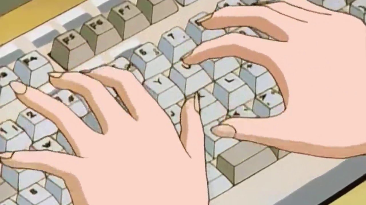 Anime girl typing